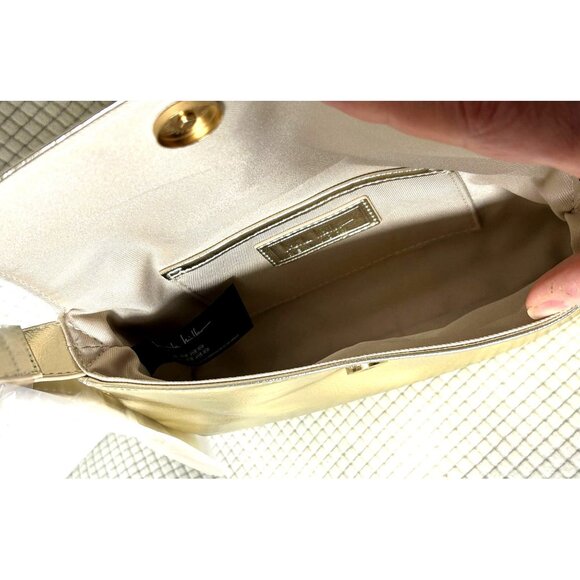 2-Nicole Miller Handbags, 1 Shiny Gold, One Brown Patterned w/ Chain Strap, NWT - Picture 8 of 8